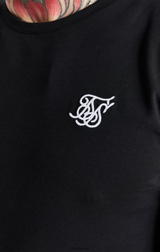 SikSilk לבוש 008V2F363 חולצת טריקו שחורה חיונית בכושר שרוול קצר גברים