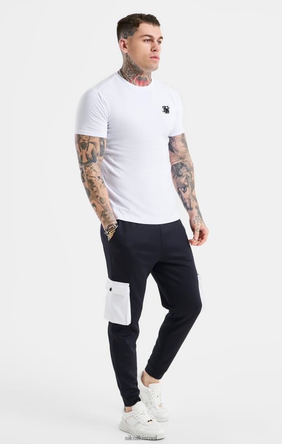 SikSilk לבוש 008V2F364 חולצת טריקו לבנה חיונית בכושר שרוול קצר גברים