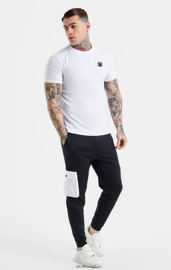 SikSilk לבוש 008V2F364 חולצת טריקו לבנה חיונית בכושר שרוול קצר גברים
