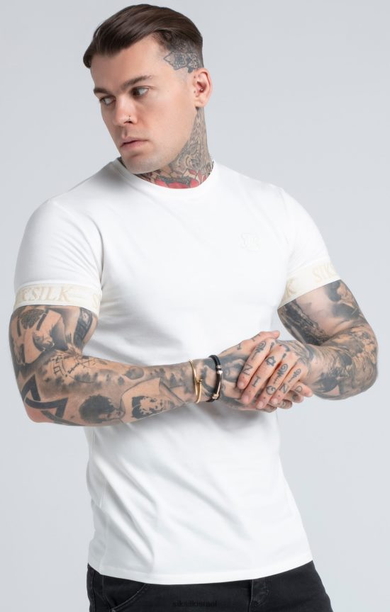 SikSilk לבוש 008V2F367 חולצת טריקו עם שרוול אלסטי אקרו גברים