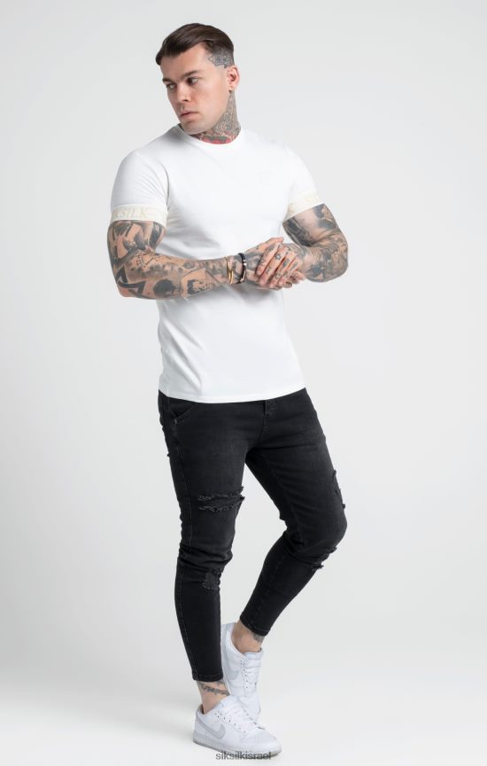 SikSilk לבוש 008V2F367 חולצת טריקו עם שרוול אלסטי אקרו גברים