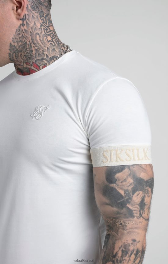 SikSilk לבוש 008V2F367 חולצת טריקו עם שרוול אלסטי אקרו גברים