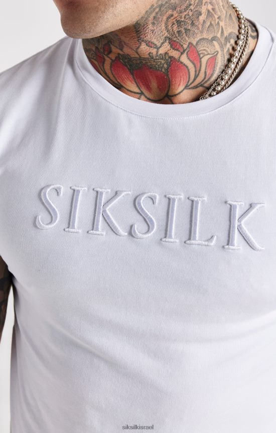 SikSilk לבוש 008V2F370 חולצת טריקו רקומה בצבע לבן גברים