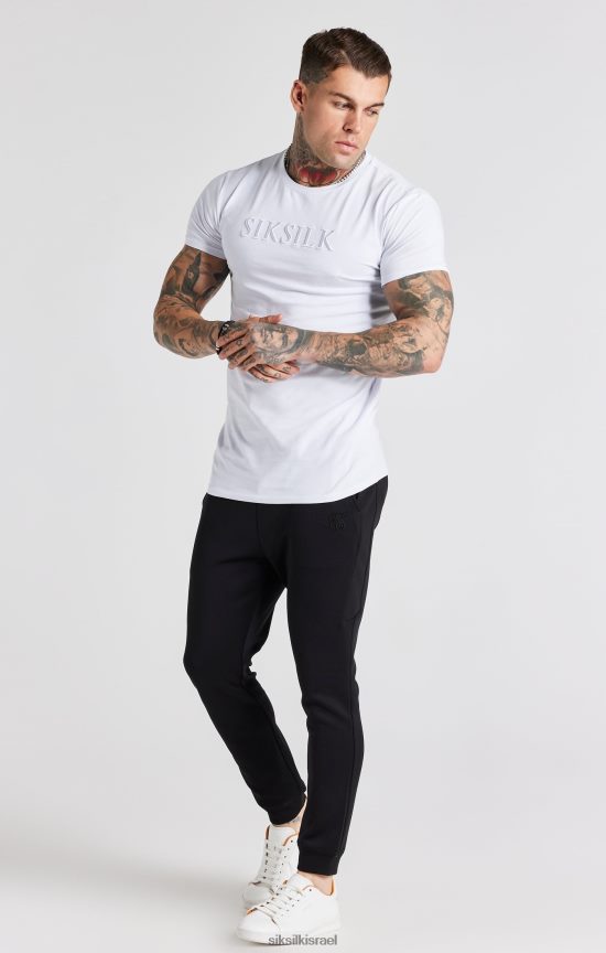 SikSilk לבוש 008V2F370 חולצת טריקו רקומה בצבע לבן גברים
