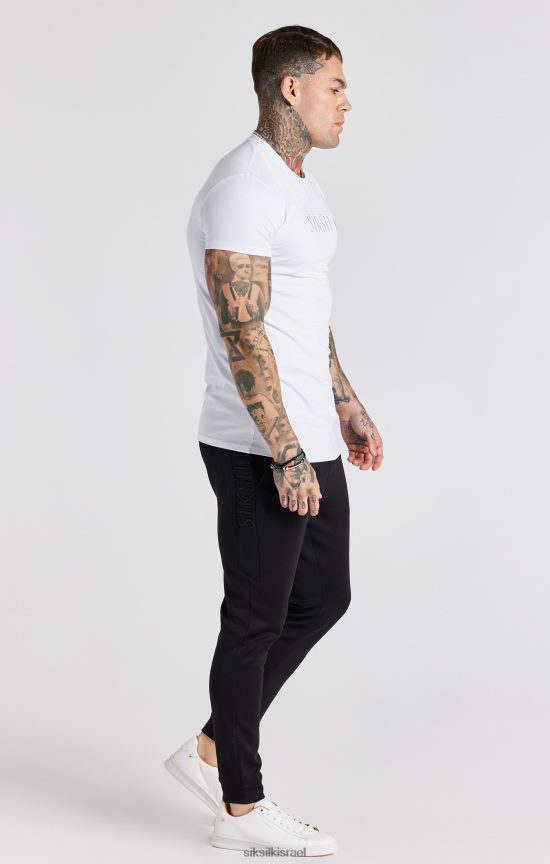 SikSilk לבוש 008V2F370 חולצת טריקו רקומה בצבע לבן גברים