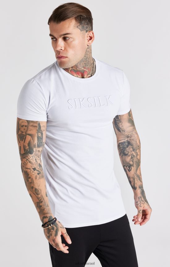 SikSilk לבוש 008V2F370 חולצת טריקו רקומה בצבע לבן גברים