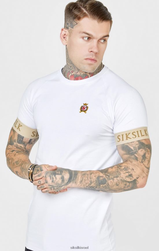 SikSilk לבוש 008V2F372 חולצת טריקו לבנה עם חפת אלסטי גברים