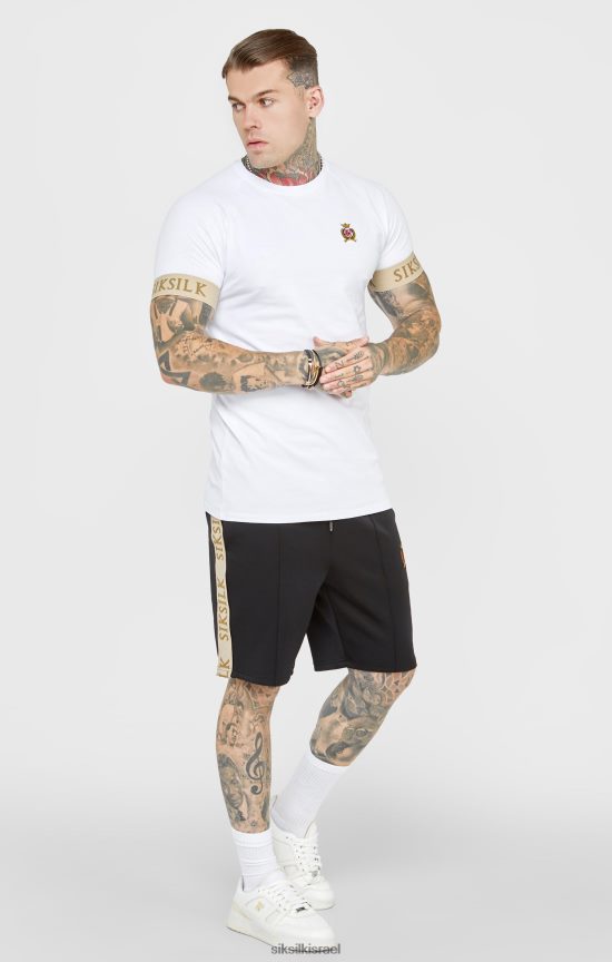 SikSilk לבוש 008V2F372 חולצת טריקו לבנה עם חפת אלסטי גברים