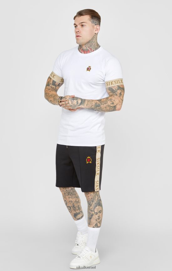 SikSilk לבוש 008V2F372 חולצת טריקו לבנה עם חפת אלסטי גברים