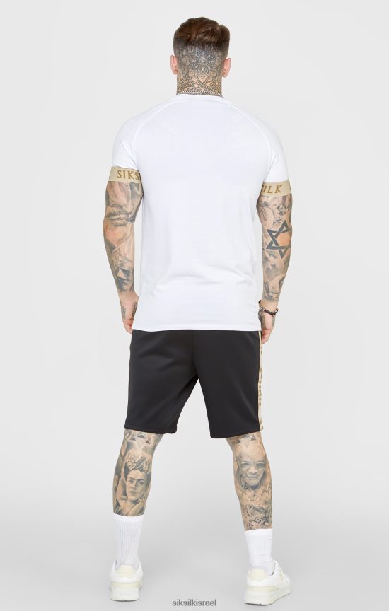 SikSilk לבוש 008V2F372 חולצת טריקו לבנה עם חפת אלסטי גברים
