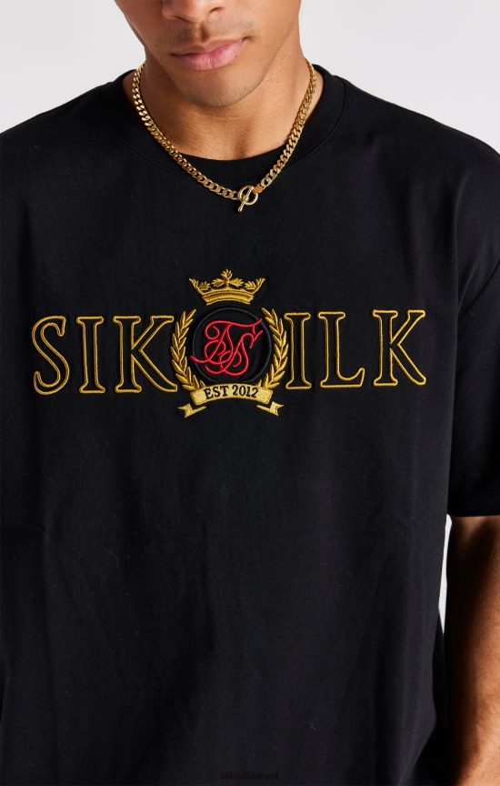 SikSilk לבוש 008V2F373 חולצת טריקו אוברסייז שחורה גברים