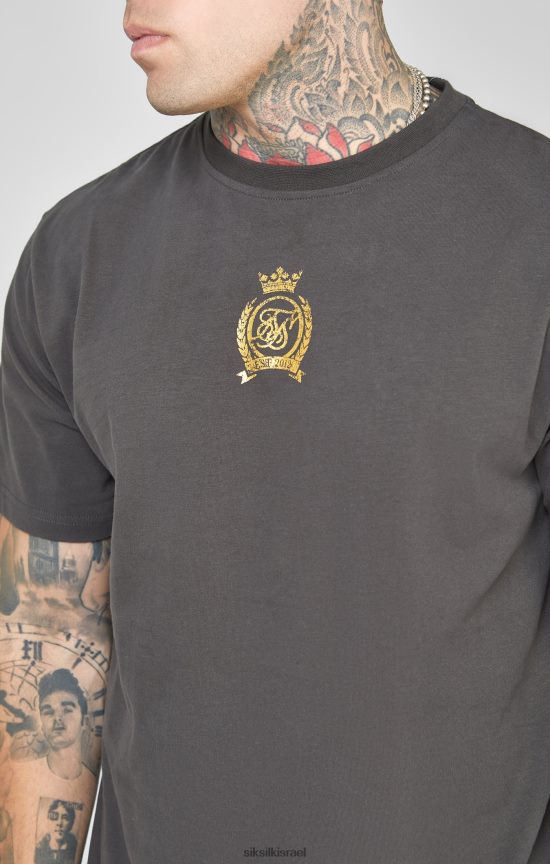 SikSilk לבוש 008V2F375 חולצת טריקו שחורה בנייר כסף גברים