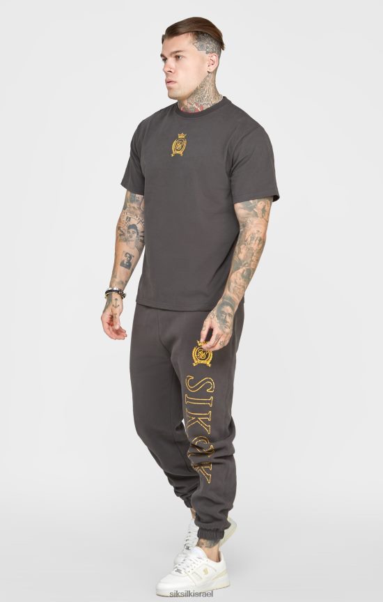 SikSilk לבוש 008V2F375 חולצת טריקו שחורה בנייר כסף גברים