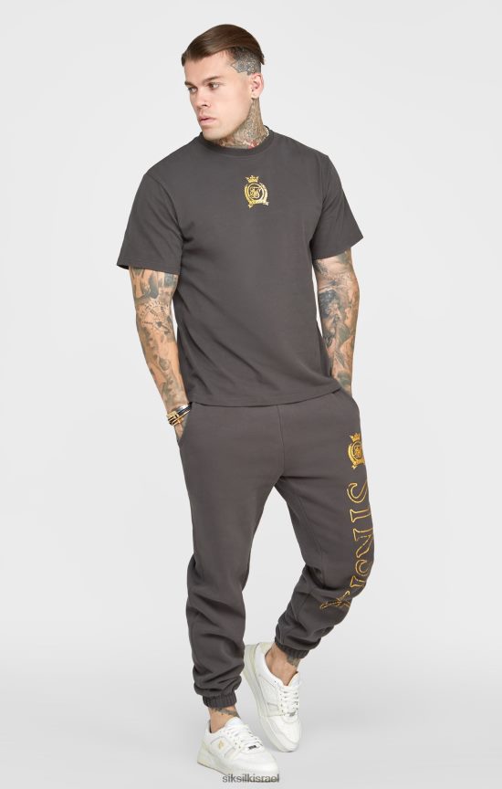 SikSilk לבוש 008V2F375 חולצת טריקו שחורה בנייר כסף גברים