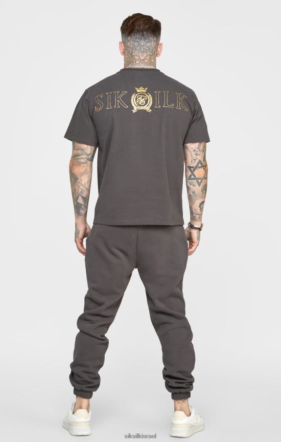 SikSilk לבוש 008V2F375 חולצת טריקו שחורה בנייר כסף גברים