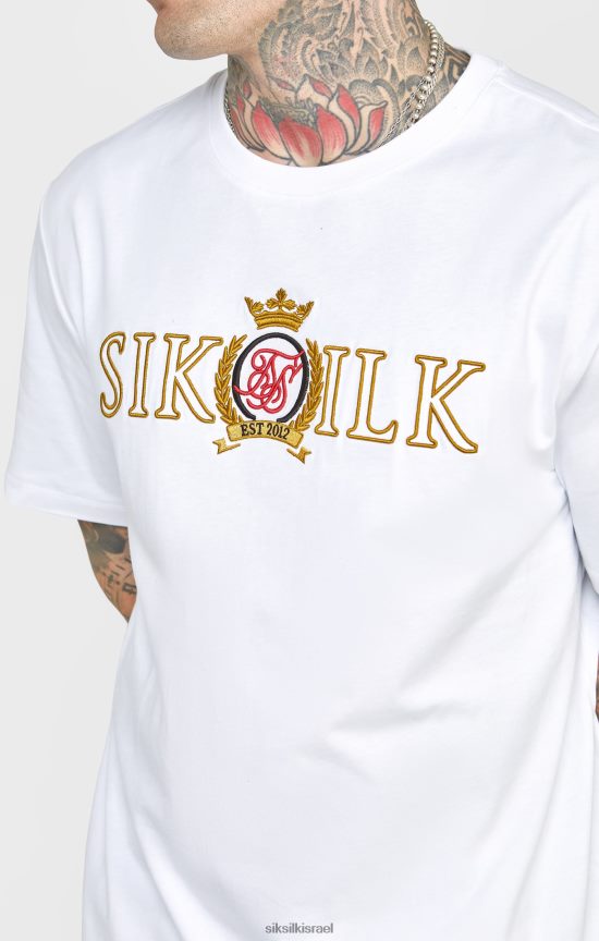 SikSilk לבוש 008V2F376 חולצת טי קרסט לבנה אוברסייז גברים
