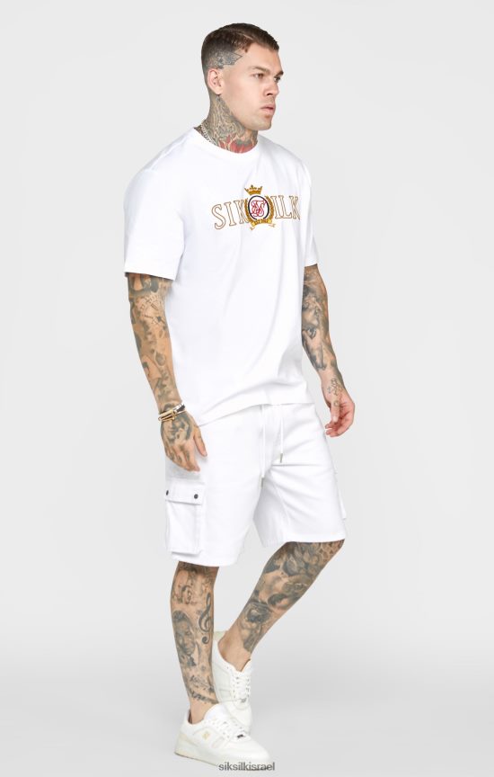 SikSilk לבוש 008V2F376 חולצת טי קרסט לבנה אוברסייז גברים