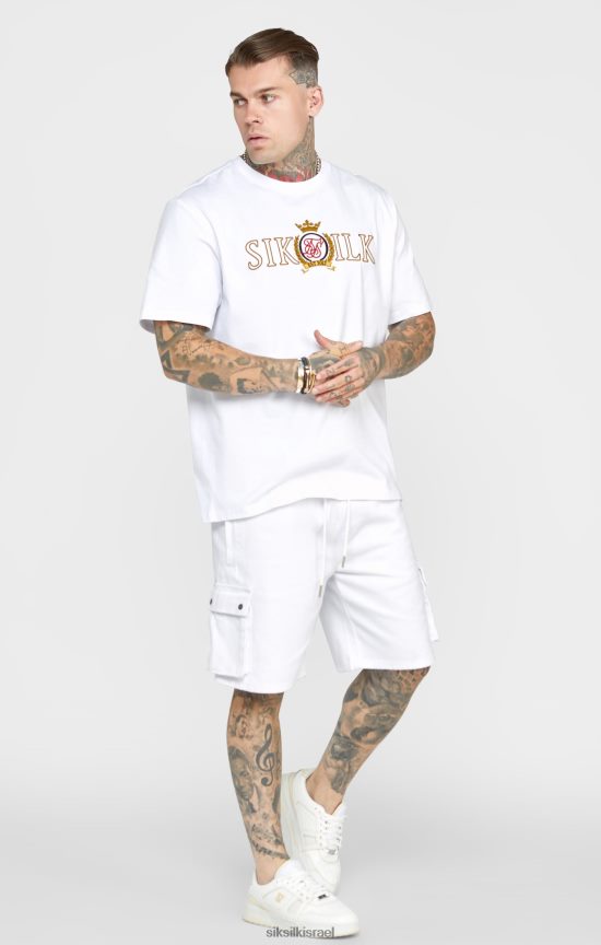 SikSilk לבוש 008V2F376 חולצת טי קרסט לבנה אוברסייז גברים