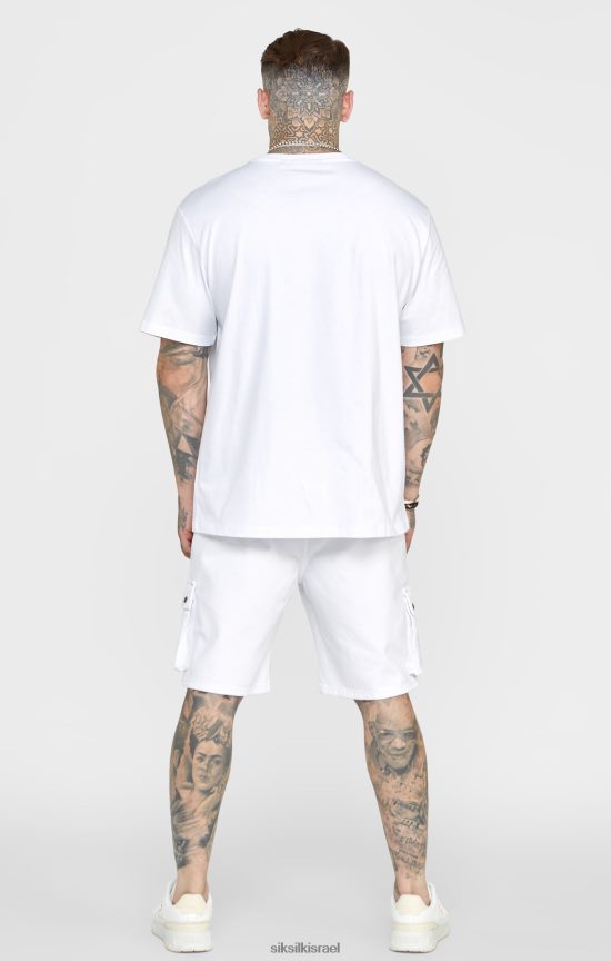 SikSilk לבוש 008V2F376 חולצת טי קרסט לבנה אוברסייז גברים