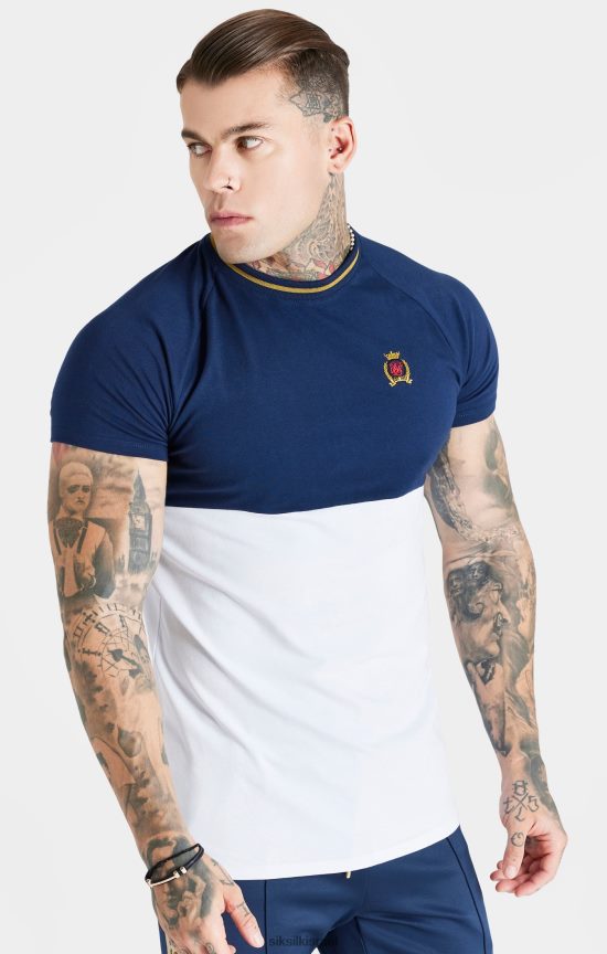 SikSilk לבוש 008V2F377 חולצת טריקו בגזרת חיל הים ותפירת שרירים גברים