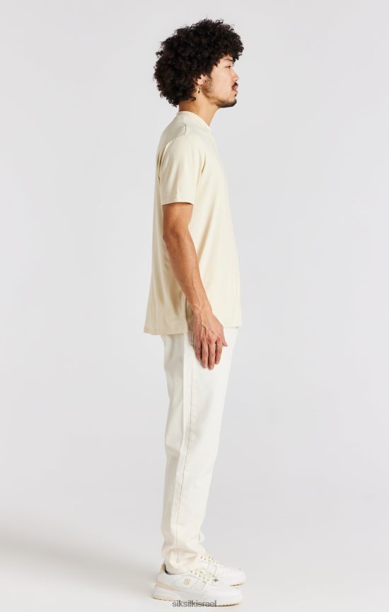 SikSilk לבוש 008V2F378 חולצת טריקו בצבע בז' עם צווארון גבוה גברים