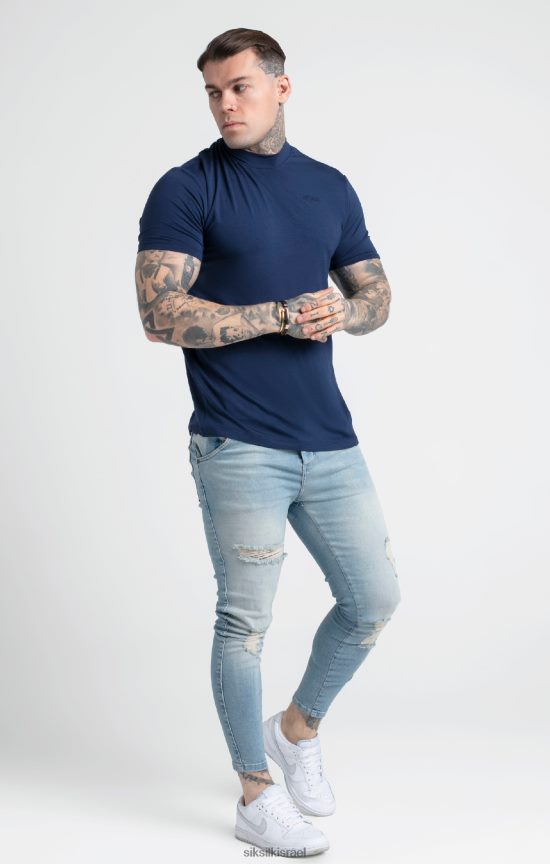 SikSilk לבוש 008V2F379 חולצת טריקו עם צווארון גבוה גברים