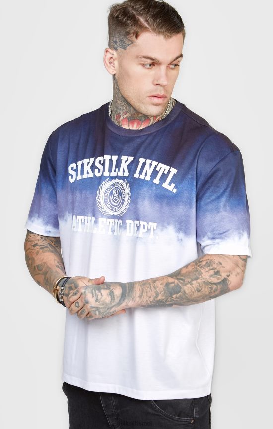 SikSilk לבוש 008V2F384 חולצת טריקו גרפית דהייה נייבי גברים