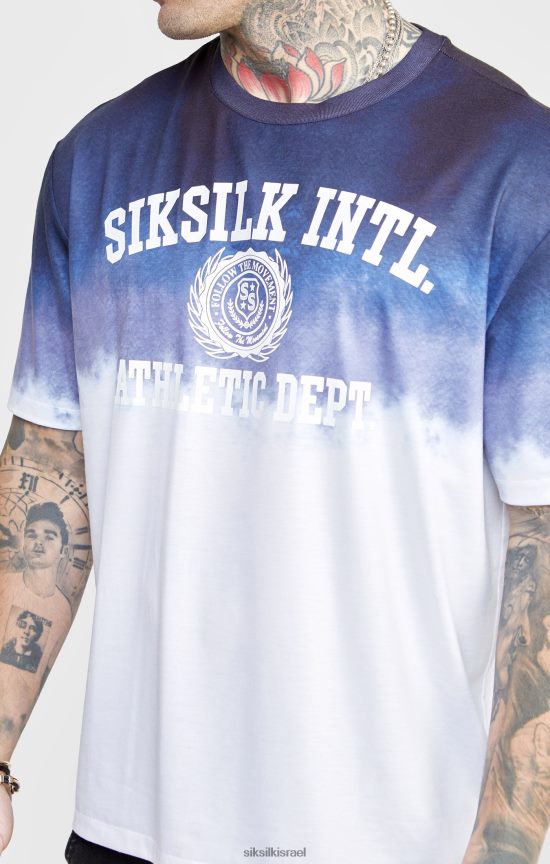 SikSilk לבוש 008V2F384 חולצת טריקו גרפית דהייה נייבי גברים