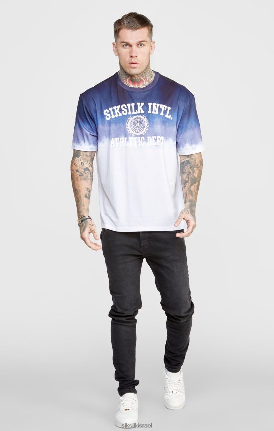 SikSilk לבוש 008V2F384 חולצת טריקו גרפית דהייה נייבי גברים