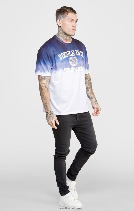 SikSilk לבוש 008V2F384 חולצת טריקו גרפית דהייה נייבי גברים