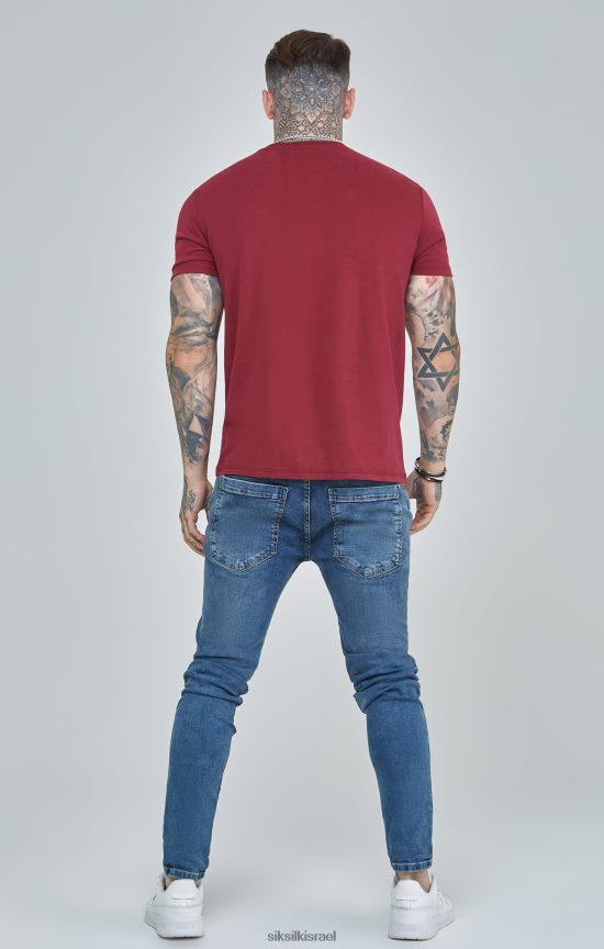 SikSilk לבוש 008V2F386 חולצת טריקו אוברסייז עם סקריפט בורדו גברים