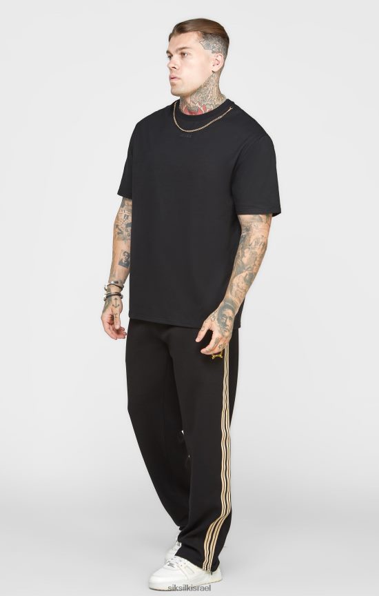 SikSilk לבוש 008V2F387 חולצת טי אוברסייז שרשרת שחורה גברים