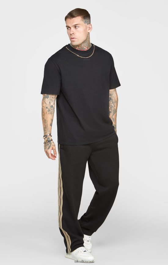 SikSilk לבוש 008V2F387 חולצת טי אוברסייז שרשרת שחורה גברים