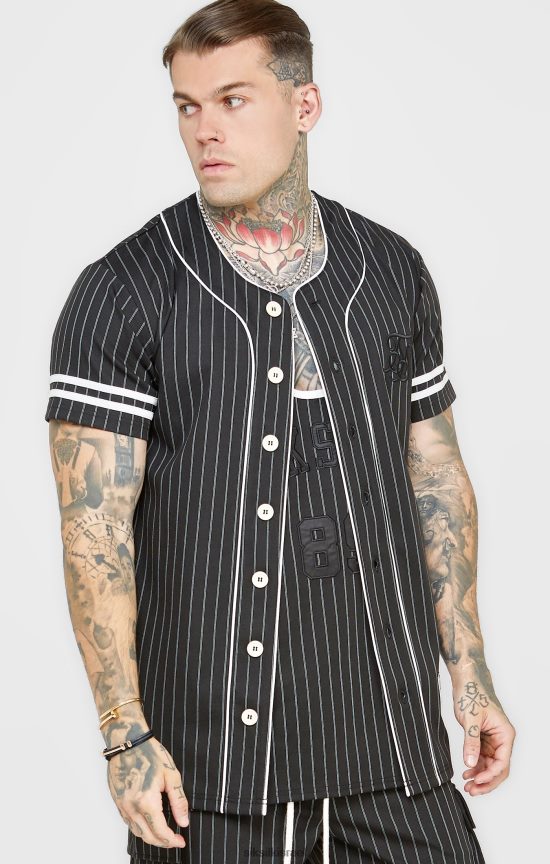 SikSilk לבוש 008V2F390 חולצת בייסבול שחורה גברים