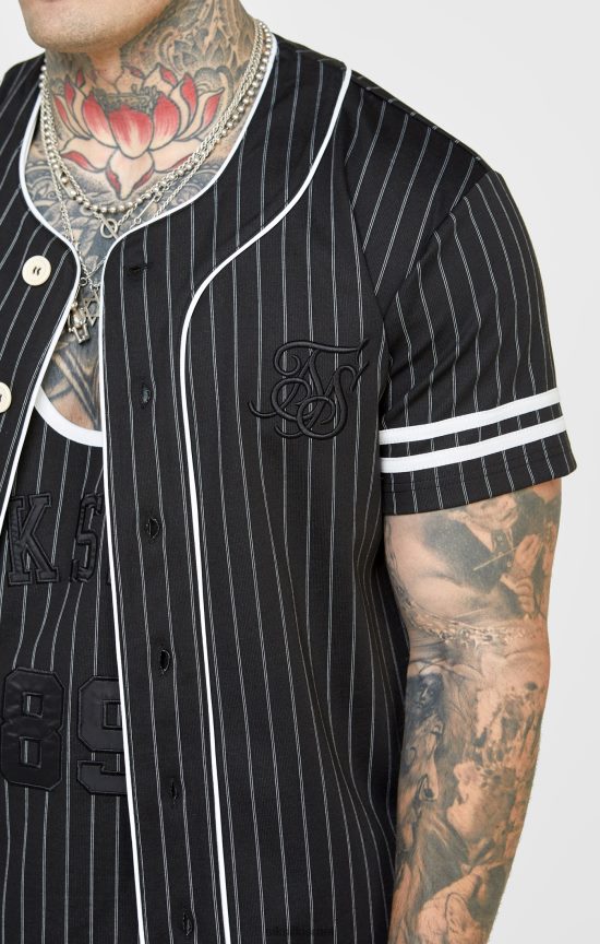 SikSilk לבוש 008V2F390 חולצת בייסבול שחורה גברים