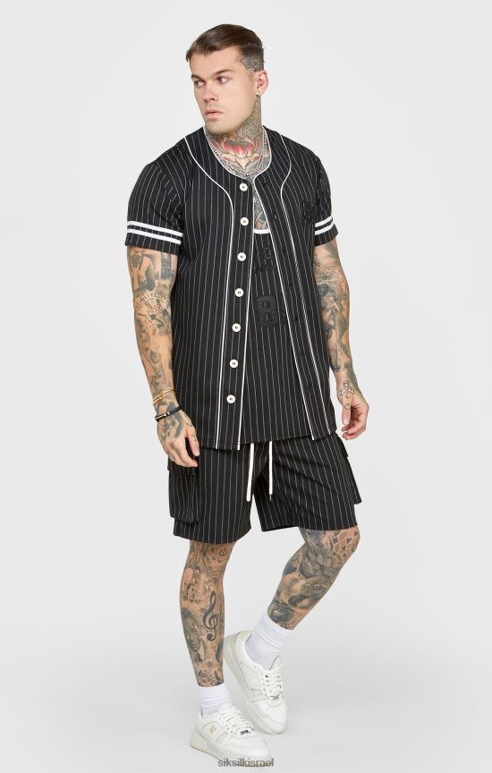 SikSilk לבוש 008V2F390 חולצת בייסבול שחורה גברים