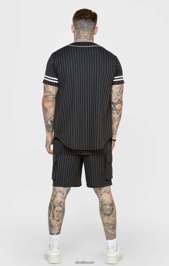 SikSilk לבוש 008V2F390 חולצת בייסבול שחורה גברים