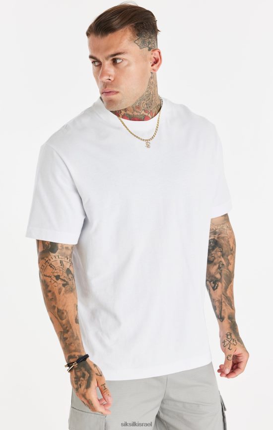 SikSilk לבוש 008V2F393 חולצת טי שרשרת מודפסת לבנה ורגועה גברים