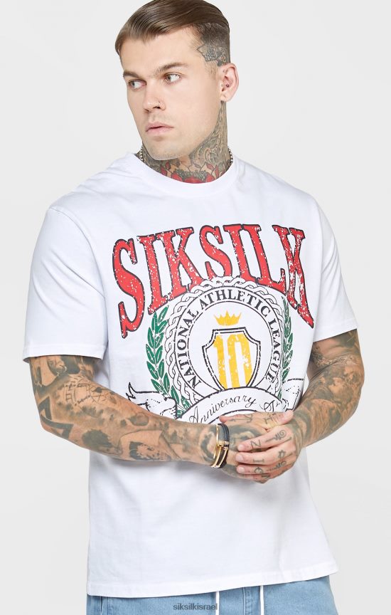 SikSilk לבוש 008V2F394 חולצת טריקו אוברסייז לבנה גברים