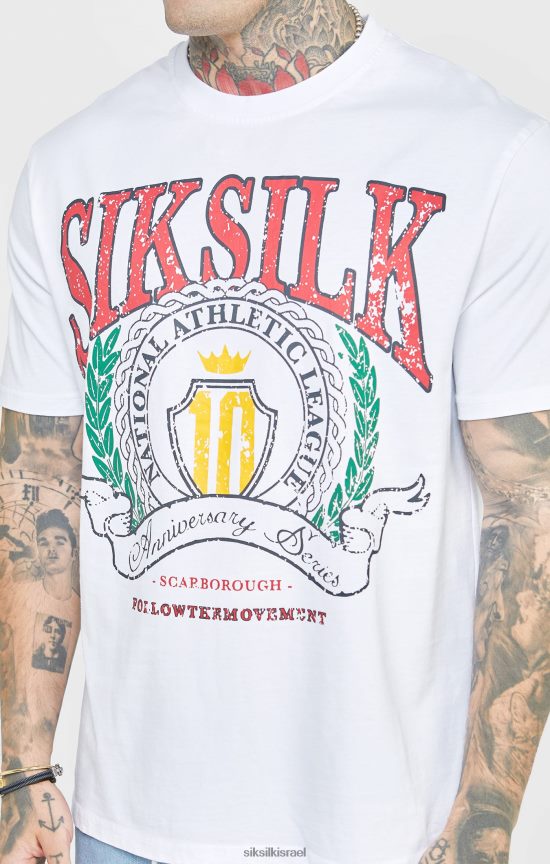 SikSilk לבוש 008V2F394 חולצת טריקו אוברסייז לבנה גברים