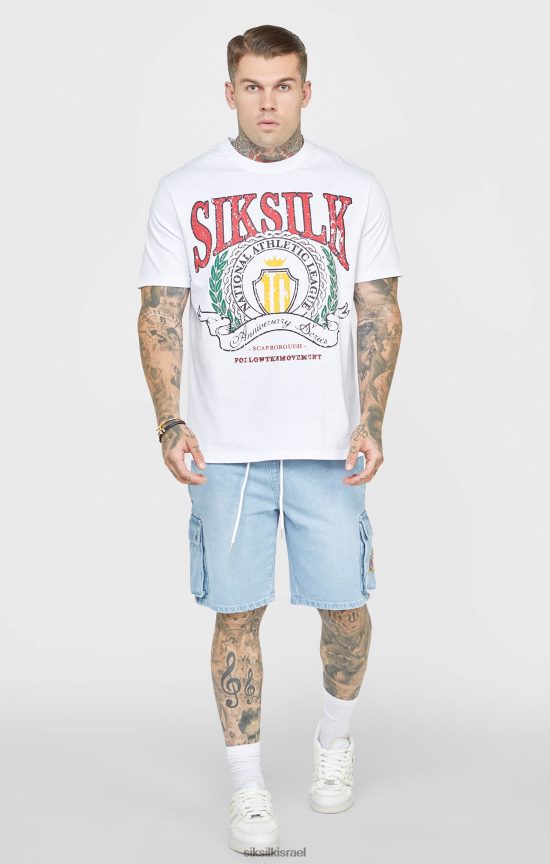 SikSilk לבוש 008V2F394 חולצת טריקו אוברסייז לבנה גברים