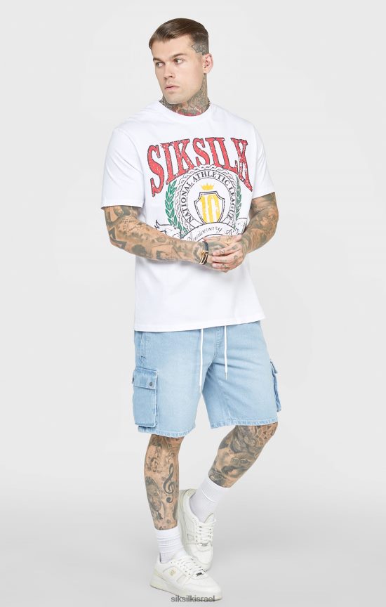 SikSilk לבוש 008V2F394 חולצת טריקו אוברסייז לבנה גברים
