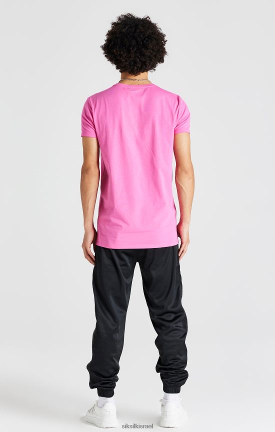 SikSilk לבוש 008V2F395 חולצת טריקו בהתאמה ורודה עם שרוול קצר גברים
