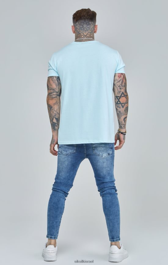 SikSilk לבוש 008V2F396 חולצת טריקו כחולה בכושר קופסא של האוניברסיטה גברים