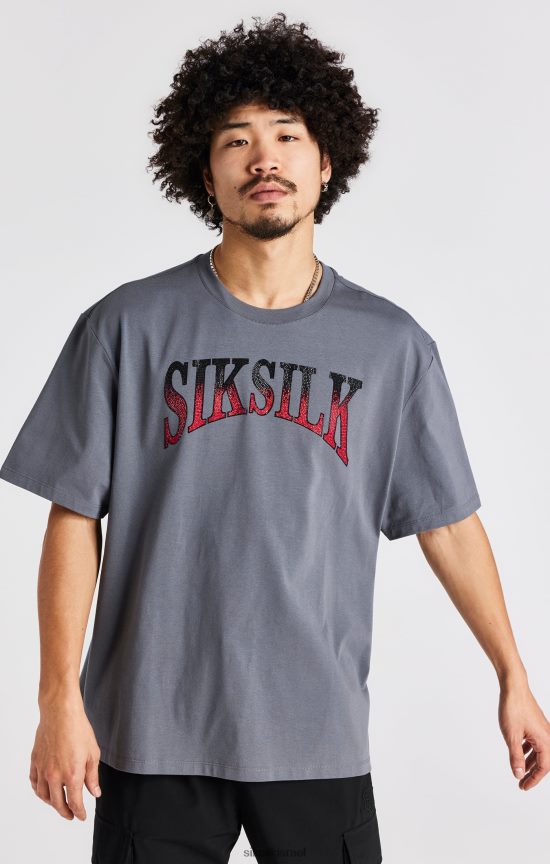 SikSilk לבוש 008V2F400 חולצת טריקו עם שרוולים קצרים בצבע אפור גברים