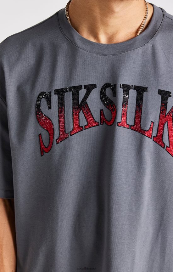 SikSilk לבוש 008V2F400 חולצת טריקו עם שרוולים קצרים בצבע אפור גברים