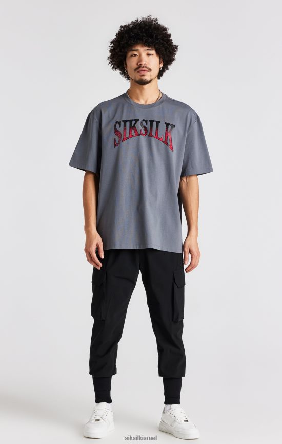 SikSilk לבוש 008V2F400 חולצת טריקו עם שרוולים קצרים בצבע אפור גברים
