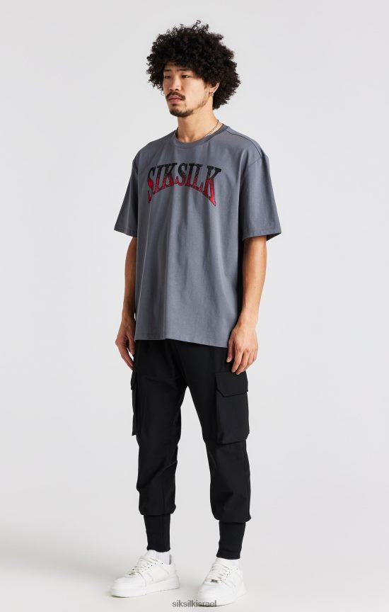 SikSilk לבוש 008V2F400 חולצת טריקו עם שרוולים קצרים בצבע אפור גברים
