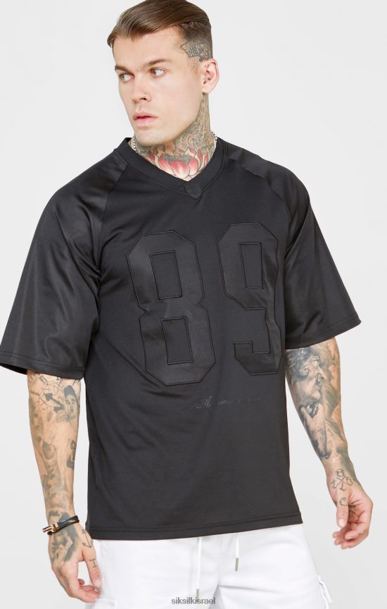 SikSilk לבוש 008V2F402 חולצת טי שחורה עם שרוולים קצרים אוברסייז גברים