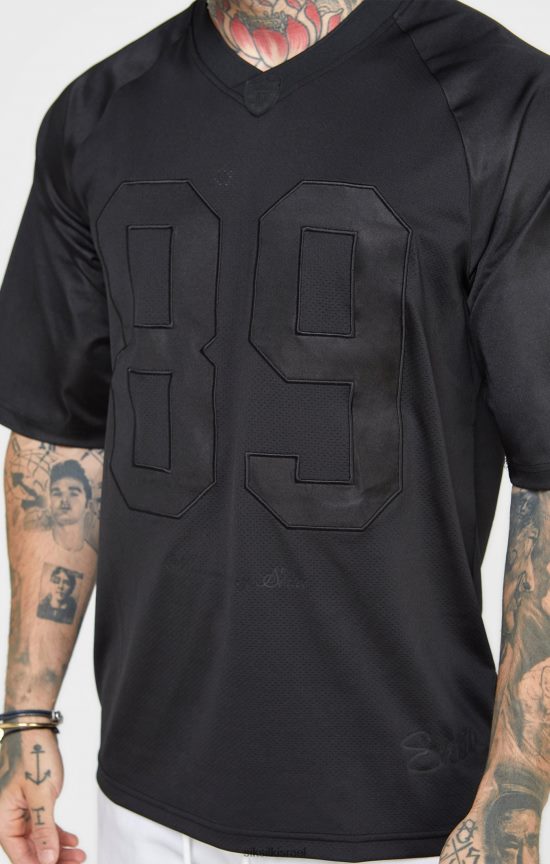 SikSilk לבוש 008V2F402 חולצת טי שחורה עם שרוולים קצרים אוברסייז גברים